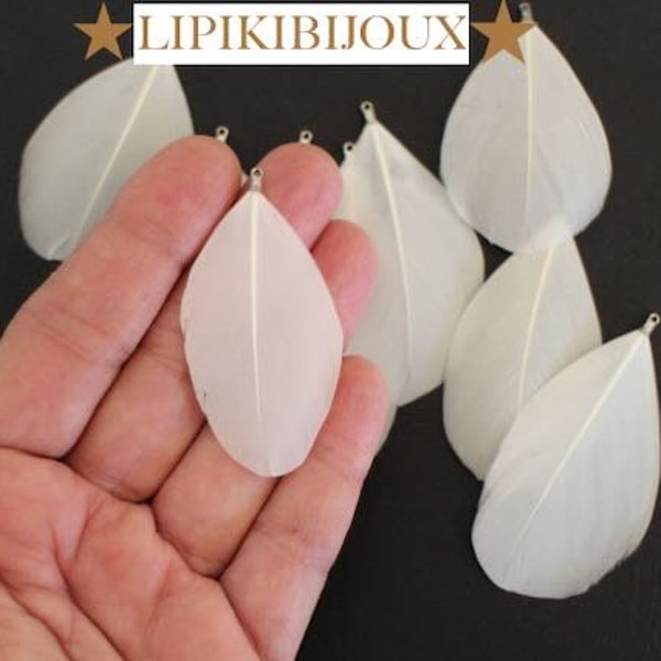 10 plumes blanches avec embout en métal argenté Fait-main pour vos créations bijoux et accessoires