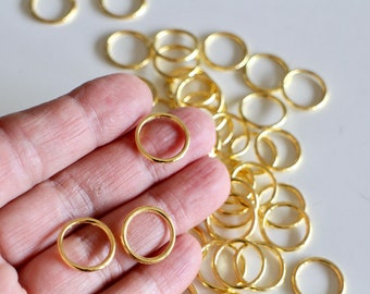 10 smooth closed round ring connectors in golden brass 16 mm basic elements for your trendy graphic jewelry creations