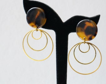 Handmade gold and tortoise shell earrings
