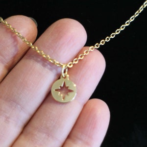 North Star Necklace and Gold Stainless Steel Chain Handmade