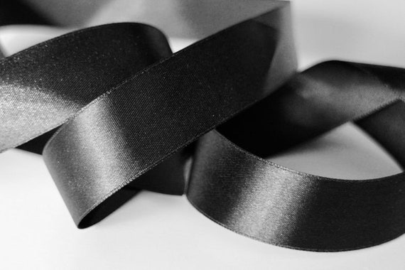 Black satin ribbon 25 mm by 20 meters