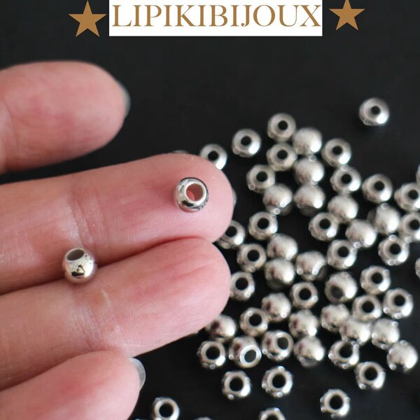 80 perles rondes acrylique argent 6 mm