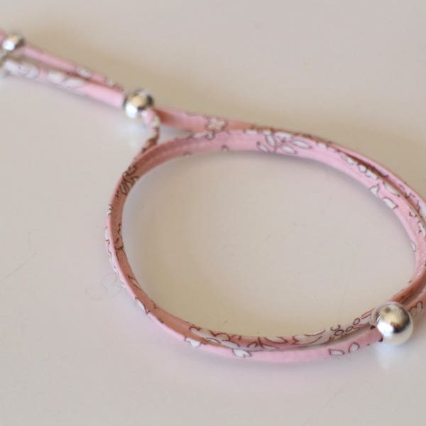DIY pink Liberty Capel bracelet kit and smooth silver beads