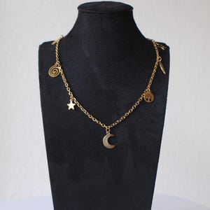 Handmade Gold Stainless Steel Charm Necklace