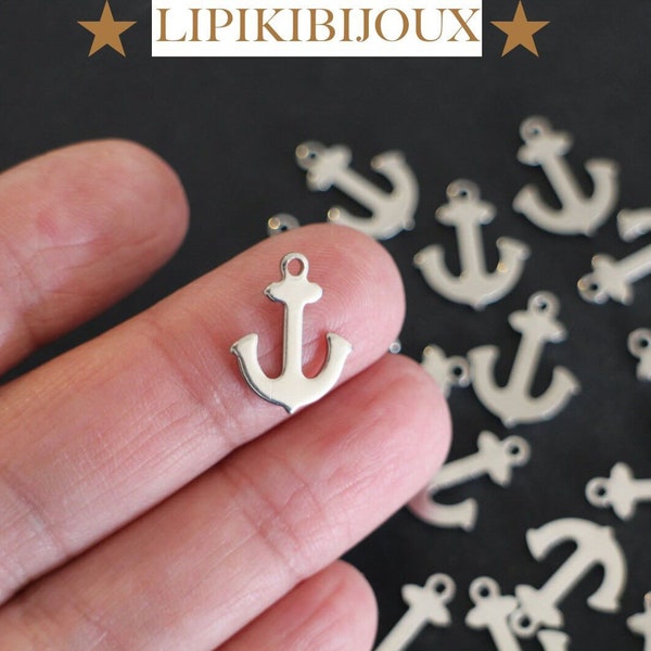 10 breloques ancres marines en acier inoxydable argent 16 x 13 mm pour vos créations bijoux style marin