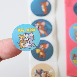 20 Tom & Jerry round stickers 25 mm