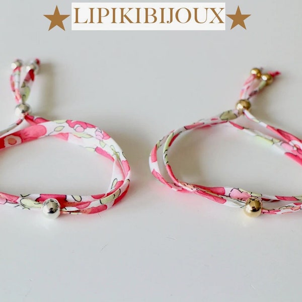 KIT diy bracelet Liberty Betsy Fraise Tagada et perles lisses acier inoxydable or ou métal argenté