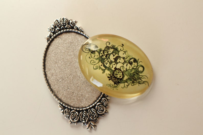 KIT DIY pin different masks and support engraved with silver metal flowers
