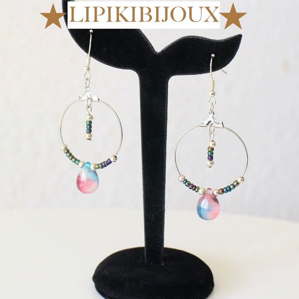 Boucles d'oreilles perle goutte en cristal Fait-main