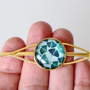 Handmade blue and gold ginkgo leaf clip