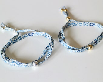 Kit called Liberty Katie and Millie bracelet in blue and white with gold or silver steel beads