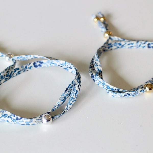 Kit called Liberty Katie and Millie blue and white bracelet and gold steel or silver metal beads