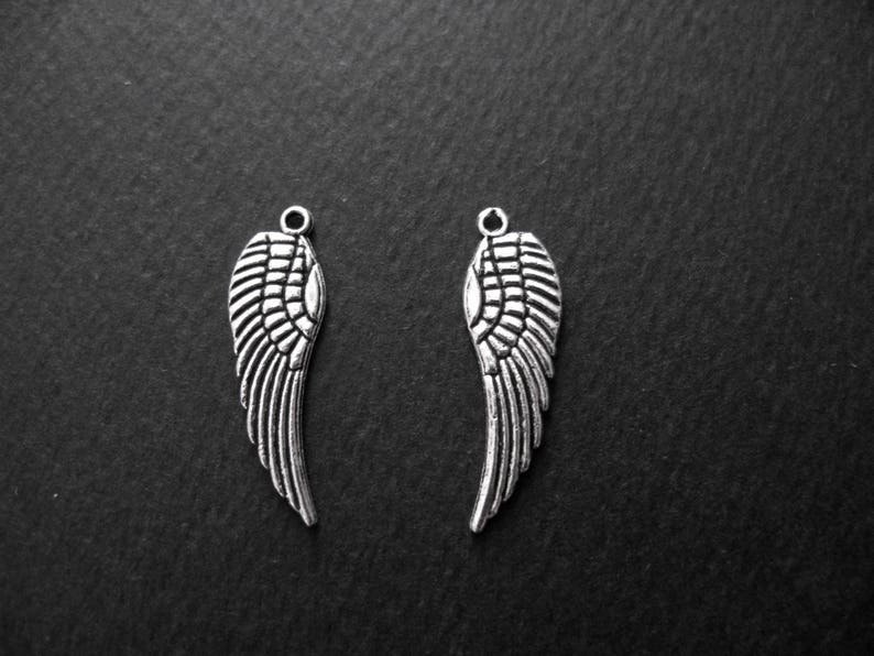 10 breloques ailes en laiton argenté 30 x 10 mm pour la réalisation de vos créations bijoux bohème nature image 3