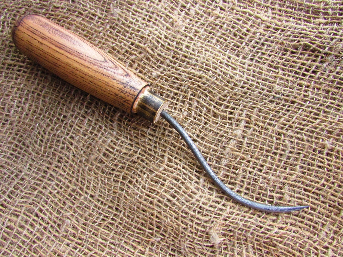 Shoemaker's curved awl round crosssection. Handmade Etsy