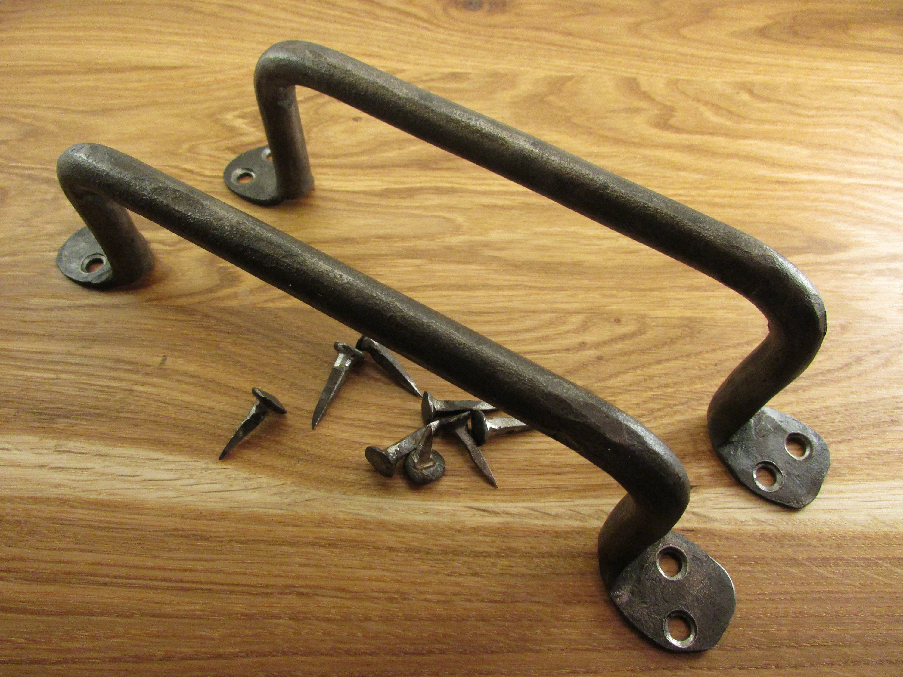 Hand door handles set. Rustic style fittings. Wrought Etsy