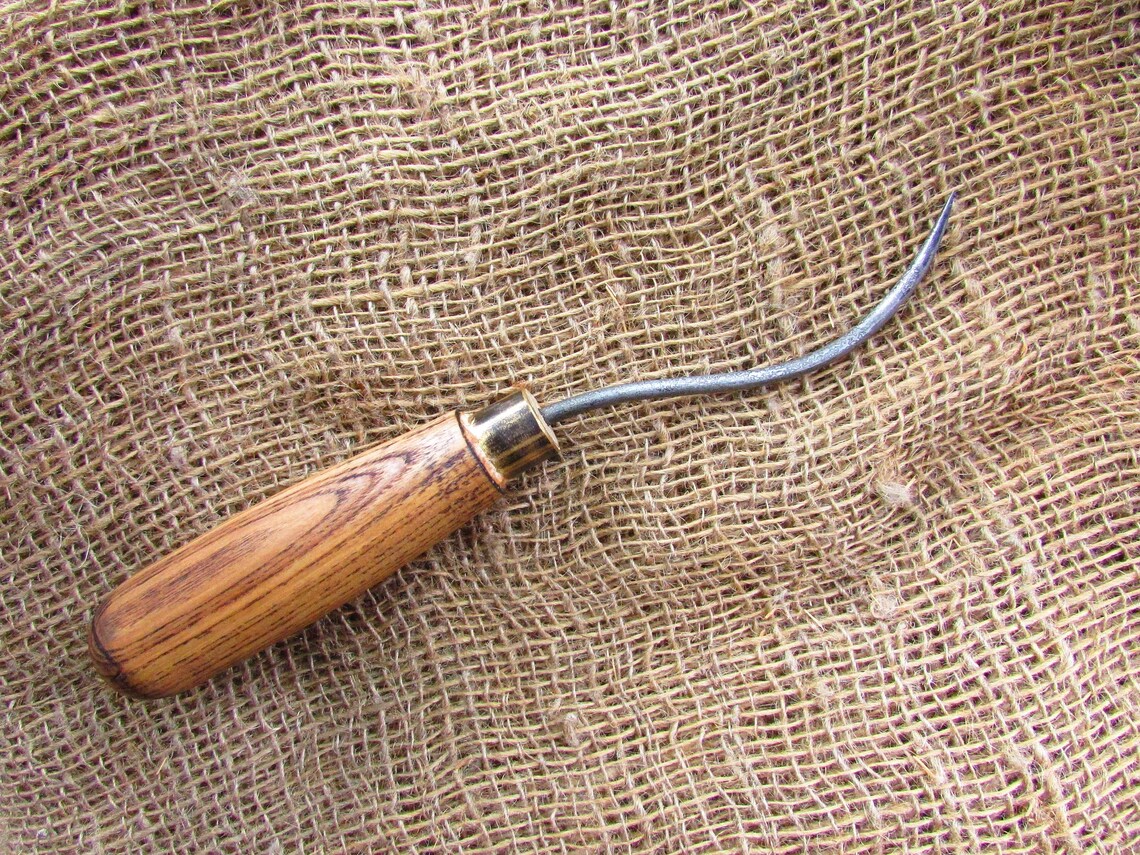 Shoemaker's curved awl round crosssection. Handmade Etsy