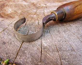 Spoon carving knife. Hand forged knife for spoon carving. Wood carving tool. Tool for wood carving. Wood carving knife. Hook knife.