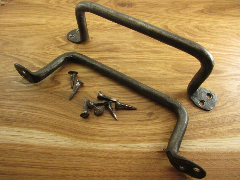 Hand door handles set. Rustic style fittings. Wrought Etsy