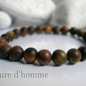 Ethnic style bracelet in matte brown tiger's eye stone Ref: BN-215