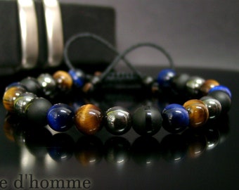 Bijou homme, un bracelet en pierres, une création artisanale pour homme tendance, un bijou unique Réf: BN-688