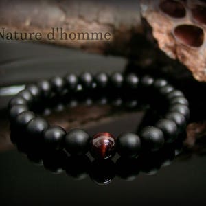 Matte black onyx and bull's eye bracelet Ref: BN-413