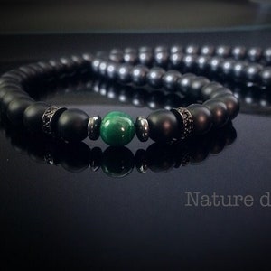 Men&#39;s necklace - Men&#39;s jewelry in malachite, onyx, hematite and rock crystal stones, a sober and elegant necklace Ref: RC-68