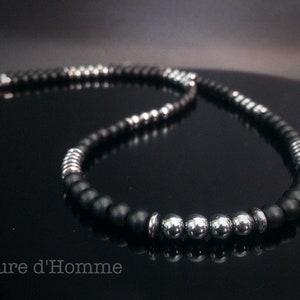 Men's jewelry - Onyx and hematite stone necklace, a sober and elegant piece of jewelry for trendy men Ref: RC-104