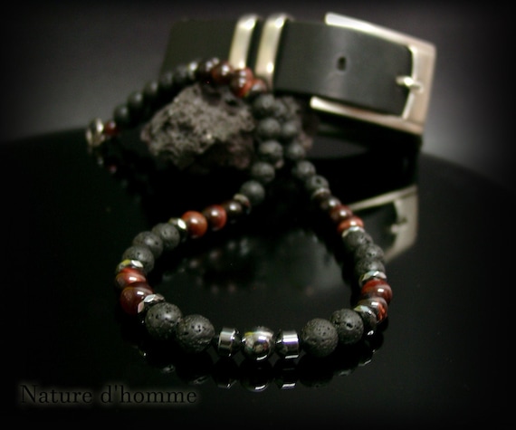 Collier En Pierres Naturelles - Lave, Hématite, Turquoise... - Acier Inoxydable - Idéal Cadeau