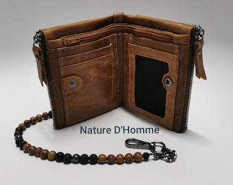 Biker wallet in stones and leather that will appeal to today&#39;s men Ref: BN-844