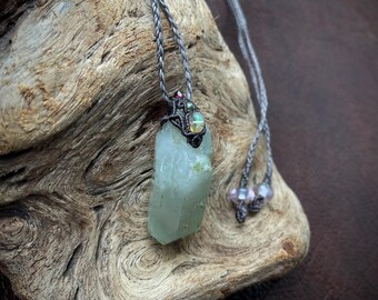 Himalayan quartz Micro macrame designed pendant simple crystal