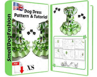 Dog dress pattern dog clothes PDF Girl dog clothes dress For small dog pattern Pet clothes small Dog dresses pdf pattern Small dog clothes