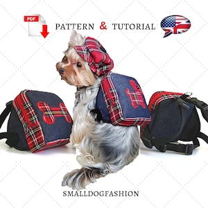 For Small Dog Zippered Backpack Pattern Harness Backpack for Dog Clothes Pattern Small Dog Backpack Dog sewing pattern Dog Backpack for Dog