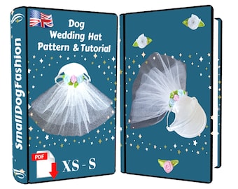Hondenhoed Patroon PDF Bruiloft hondenhoed met sluier Dierenkleding PDF Kleine hondenkleding Hoed voor hond PDF Patroon hondenkleding Bruiloft honden Hondenhoed