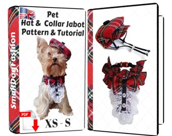 PDF Pattern for dog Hat & Jabot Collar set Pet clothes PDF Dog hat pattern Small dog clothes Pet dog hat Pattern for dog Small dog hat XS, S