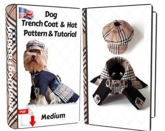 Dog clothes patterns for small dogs Tartan Coat and Hat set PDF dog clothes Pattern dog Hat for dogs Small dog clothes Dog coat pattern PDF