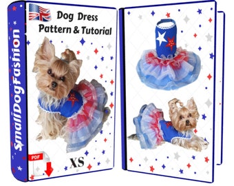 Dog dress pattern Dog clothes Small dog pattern Dog clothes small PDF dog clothes Dog dress PDF Tutu dress For dog X Small Dog Tutu dress