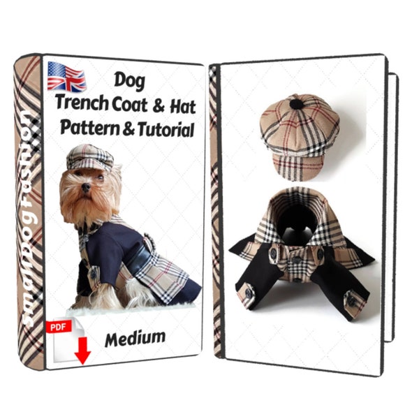 Patrons de vêtements pour chiens pour petits chiens Tartan Coat and Hat set PDF vêtements pour chiens Patron chien Chapeau pour chiens Vêtements pour petits chiens Patron de manteau pour chien PDF