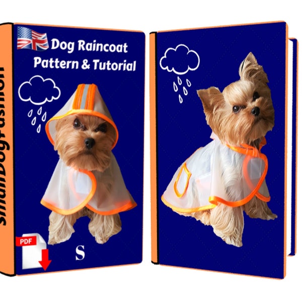 Dog Raincoat with Hood Sewing Pattern, Waterproof dog coat Pattern, Small dog clothes Dog hood pattern PDF For small dogs Small dog pattern