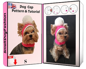 Dog Winter Hat sewing pattern PDF Small pet hat Pet clothes pattern for dogs Small dog clothes Dog hat sewing PDF dog cap pattern Fleece hat