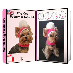 Dog Winter Hat sewing pattern PDF Small pet hat Pet clothes pattern for dogs Small dog clothes Dog hat sewing PDF dog cap pattern Fleece hat