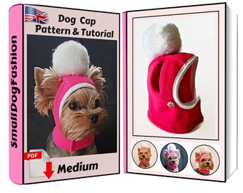 Dog Hat PDF sewing pattern Small pet hat Pet clothes pattern for dogs Small dog clothes Dog hat sewing PDF dog cap pattern Fleece dog hat