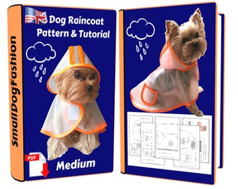 Dog coat pattern PDF Small dog clothes patterns Dog coat waterproof Dog coat small Dog raincoat hood Dog sewing pattern Transparent coat PDF
