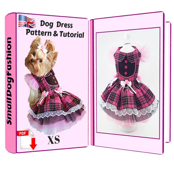 Patrón de costura de ropa para perros pequeños PDF Patrón de vestido de mascota Ropa de perro niña PDF vestido de perro Vestido de tutú de perro Patrón de ropa de mascota PDF patrón de perro
