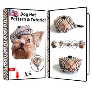 Patrón de gorro para perro pequeño Gorro para mascota PDF Costura de gorro para perro Pdf Patrones de ropa para perros Gorro para perro PDF Patrones para mascotas pequeñas Gorro para perro pequeño