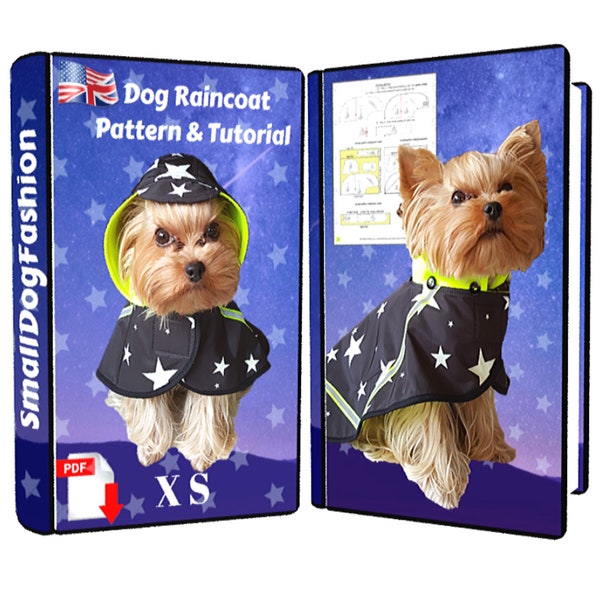 Small dog coat PDF Sewing Pattern Small dog clothes Dog hoodie pattern Waterproof dog coat PDF pattern Dog raincoat with hood Dog coat small