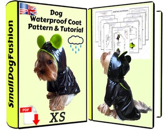 Coat sewing pattern for dog PDF, small dog clothes pattern, dog coat pattern, dog waterproof coat, PDF dog clothes dog hoodie sewing pattern
