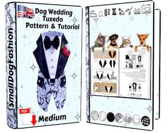 Dog clothes wedding Tuxedo Harness PDF sewing Pattern Dog clothes Pattern Small dog clothes Formal dog tuxedo Small dog fashion pattern PDF