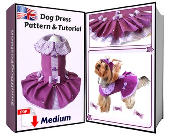 Small Dog clothes sewing pattern PDF Pet dress pattern Girl dog clothes PDF dog dress Pet clothing pattern PDF dog pattern for medium size