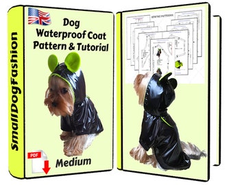 Coat sewing pattern for dog PDF, small dog clothes pattern, dog coat pattern, dog waterproof coat, PDF dog clothes dog hoodie sewing pattern