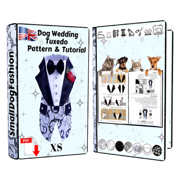 Dog wedding Tuxedo Harness PDF sewing Pattern Dog clothes Pattern Small dog clothes Formal dog tuxedo Small dog fashion, Dog wedding fashion
